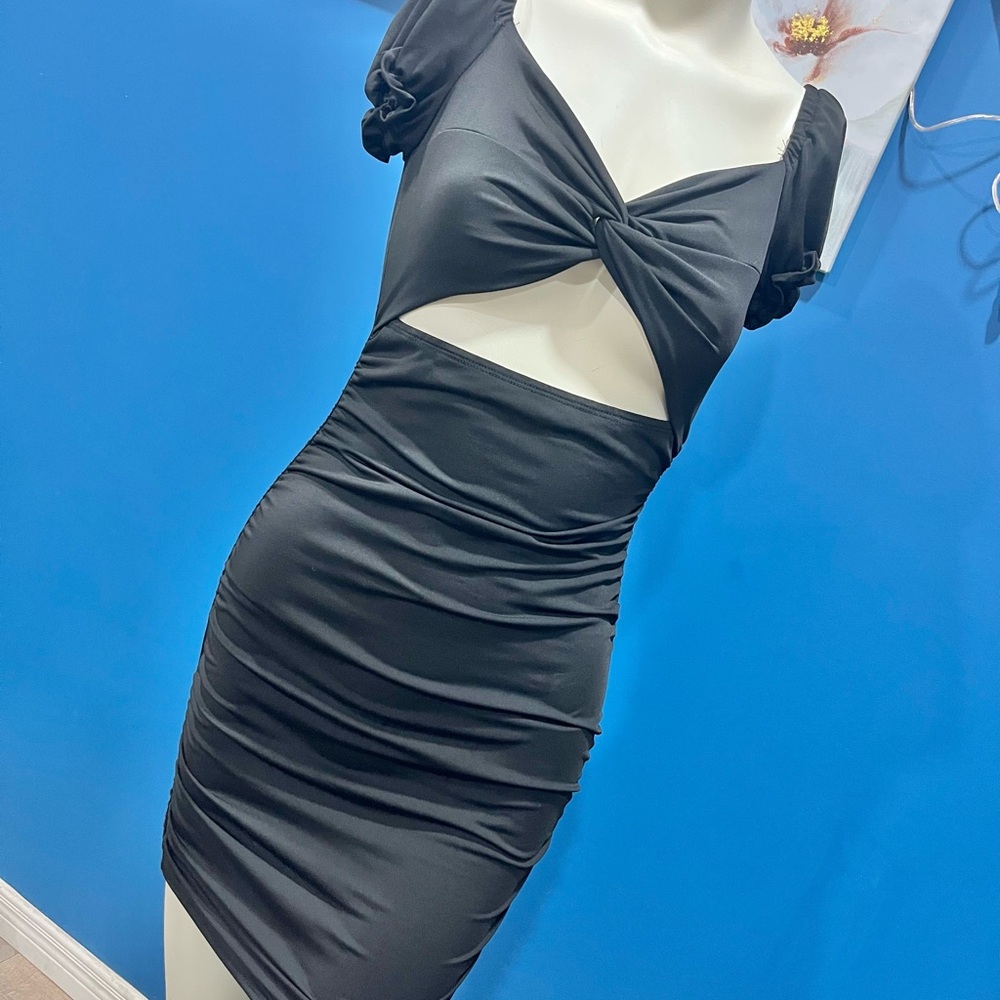 Elegant Black Knot-Front Dress